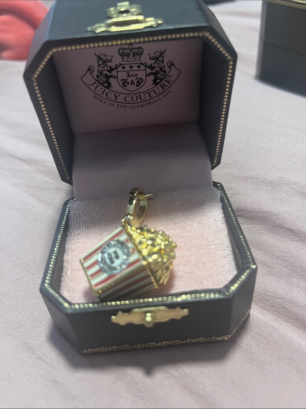 Vintage Juicy Couture Popcorn Bucket Charm Retired Y2K Gold Tone